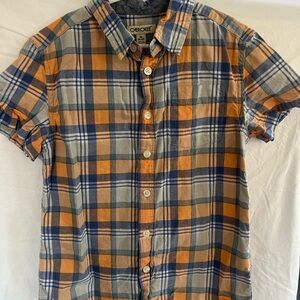 Cherokee Boy's Orange and Blue Plaid Shirt
